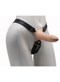 Пустотелый реалистичный фаллопротез на ремешках с заклепками - 16,5 см. - LOVETOY (А-Полимер) - купить с доставкой во Владикавказе