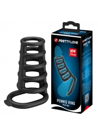 Черная насадка на пенис с подхватом мошонки Rodrigo - Baile - во Владикавказе купить с доставкой