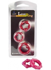 Набор из 3 малиновых рельефных эрекционных колец - Sitabella - во Владикавказе купить с доставкой