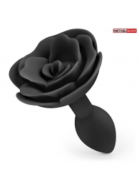 Черная гладкая анальная втулка-роза - Notabu - купить с доставкой во Владикавказе