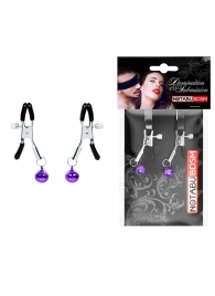 Оригинальные зажимы на соски с фиолетовыми шариками - Notabu - купить с доставкой во Владикавказе