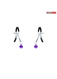 Оригинальные зажимы на соски с фиолетовыми шариками - Notabu - купить с доставкой во Владикавказе