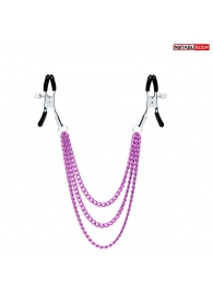 Оригинальные зажимы на соски с тройной розовой цепочкой - Notabu - купить с доставкой во Владикавказе