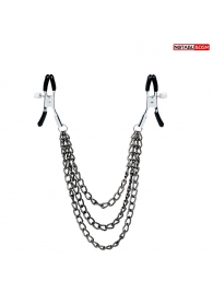 Оригинальные зажимы на соски с тройной короткой цепочкой - Notabu - купить с доставкой во Владикавказе