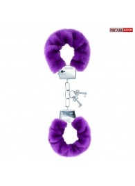 Металлические наручники с мягкой фиолетовой опушкой - Notabu - купить с доставкой во Владикавказе