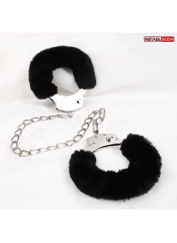 Металлические оковы с мягкой черной опушкой - Notabu - купить с доставкой во Владикавказе