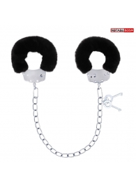 Металлические оковы с мягкой черной опушкой - Notabu - купить с доставкой во Владикавказе