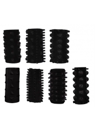 Набор из 7 черных насадок PENIS SLEEVES SET - Dream Toys - во Владикавказе купить с доставкой
