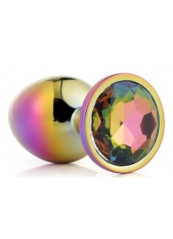 Голографическая анальная втулка с радужным кристаллом - 7,1 см. - Dream Toys - купить с доставкой во Владикавказе