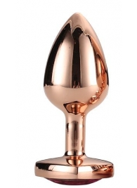Золотистая анальная втулка с кристаллом-сердечком розового цвета - 7,1 см. - Dream Toys - купить с доставкой во Владикавказе