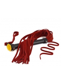 Красная многохвостая плеть с розой на рукояти - 60 см. - Sitabella - купить с доставкой во Владикавказе