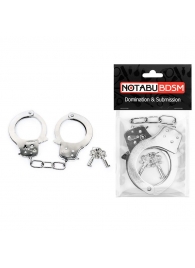 Серебристые металлические наручники на сцепке с ключиками - Notabu - купить с доставкой во Владикавказе