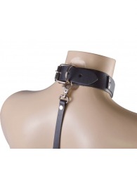Черный ошейник с металлическими зажимами на соски и поводком - Sitabella - купить с доставкой во Владикавказе