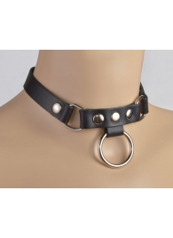 Черный чокер с клепками и кольцом - Sitabella - купить с доставкой во Владикавказе