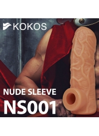 Телесная открытая насадка-реалистик с подхватом мошонки Nude Sleeve M - 12 см. - KOKOS - во Владикавказе купить с доставкой