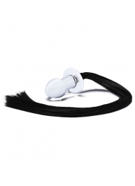 Стеклянная анальная пробка с черным конским хвостом - Glas - купить с доставкой во Владикавказе