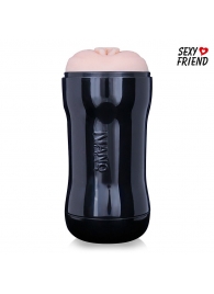 Телесный мастурбатор-вагина в черной колбе - 1137 - во Владикавказе купить с доставкой