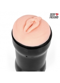 Телесный мастурбатор-вагина в черной колбе - 1137 - во Владикавказе купить с доставкой