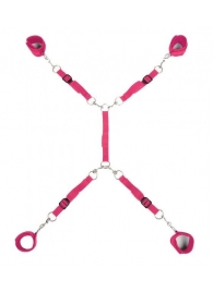 Ярко-розовый набор фиксаций на кровати Classic Bed Spreader - Lux Fetish - купить с доставкой во Владикавказе