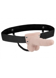 Телесный перезаряжаемый вибрострапон - 18 см. - Lux Fetish - купить с доставкой во Владикавказе