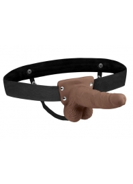 Коричневый перезаряжаемый вибрострапон - 18 см. - Lux Fetish - купить с доставкой во Владикавказе