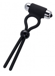 Черное эрекционное лассо Ect с виброэлементом - A-toys - во Владикавказе купить с доставкой