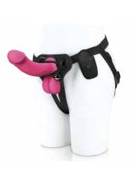 Розовый вибратор-реалистик на трусиках с кольцом - 17,8 см. - Pegasus - купить с доставкой во Владикавказе