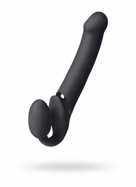 Черный безремневой вибрострапон Vibrating Bendable Strap-On L - Strap-on-me - купить с доставкой во Владикавказе