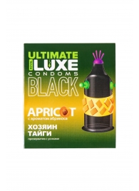 Черный стимулирующий презерватив  Хозяин тайги  с ароматом абрикоса - 1 шт. - Luxe - купить с доставкой во Владикавказе