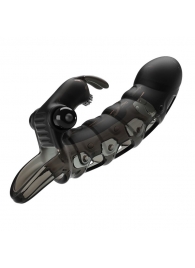 Черная закрытая насадка с подхватом мошонки и стимулятором клитора - 19,2 см. - Baile - во Владикавказе купить с доставкой