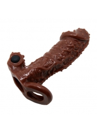 Коричневая насадка с точками, клиторальным стимулятором и подхватом - 13,7 см. - Baile - во Владикавказе купить с доставкой