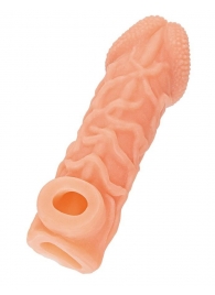 Телесная закрытая насадка с венками Cock Sleeve Size S - 13,8 см. - KOKOS - во Владикавказе купить с доставкой