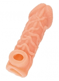 Телесная закрытая насадка с венками Cock Sleeve Size M - 15,6 см. - KOKOS - во Владикавказе купить с доставкой