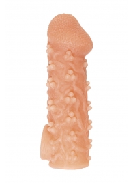 Телесная закрытая насадка с пучками шишечек Cock Sleeve Size L - 17,6 см. - KOKOS - во Владикавказе купить с доставкой