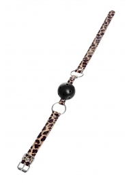 Черный кляп-шар на леопардовых ремешках Anonymo - ToyFa - купить с доставкой во Владикавказе