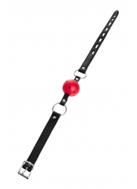 Красный кляп-шар на черных ремешках - ToyFa - купить с доставкой во Владикавказе