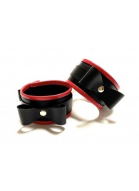 Черно-красные наручники с бантиками из эко-кожи - БДСМ Арсенал - купить с доставкой во Владикавказе