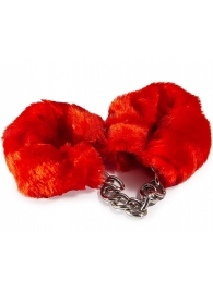 Наручники с красным искусственным мехом - Vulgar - купить с доставкой во Владикавказе