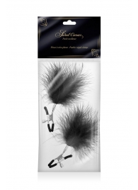 Зажимы на соски с черными пуховыми кисточками Sweet Caress Feather Nipple Clumps - Sweet Caress - купить с доставкой во Владикавказе