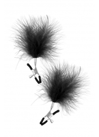 Зажимы на соски с черными пуховыми кисточками Sweet Caress Feather Nipple Clumps - Sweet Caress - купить с доставкой во Владикавказе