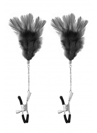 Зажимы для сосков с черными перьями Sweet Caress Feather Nipple Clumps - Sweet Caress - купить с доставкой во Владикавказе