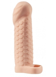 Телесная рельефная насадка-удлинитель KLEON с подхватом - 15 см. - Sitabella - во Владикавказе купить с доставкой