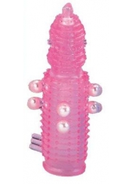 Розовая эластичная насадка на пенис с жемчужинами, точками и шипами Pearl Stimulator - 11,5 см. - Tonga - во Владикавказе купить с доставкой