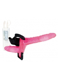 Поясной розовый виброфаллос с вагинальной пробкой - 17,5 см. - NMC - купить с доставкой во Владикавказе