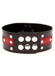 Чёрно-красный ошейник с клёпками - БДСМ Арсенал - купить с доставкой во Владикавказе