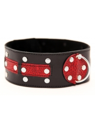 Чёрно-красный ошейник с клёпками - БДСМ Арсенал - купить с доставкой во Владикавказе
