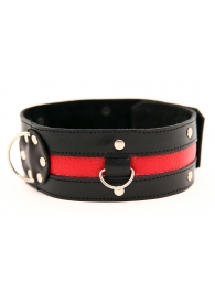 Чёрный ошейник с красной полосой - БДСМ Арсенал - купить с доставкой во Владикавказе