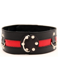Чёрный ошейник с красной полосой - БДСМ Арсенал - купить с доставкой во Владикавказе
