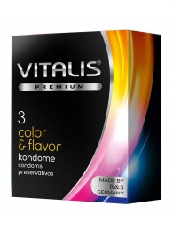 Цветные ароматизированные презервативы VITALIS PREMIUM color   flavor - 3 шт. - Vitalis - купить с доставкой во Владикавказе