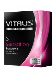 Презервативы с пупырышками и кольцами VITALIS PREMIUM sensation - 3 шт. - Vitalis - купить с доставкой во Владикавказе